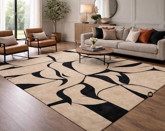 Hand-Tufted Wool Rug | Modern Abstract Geometric Art Carpet