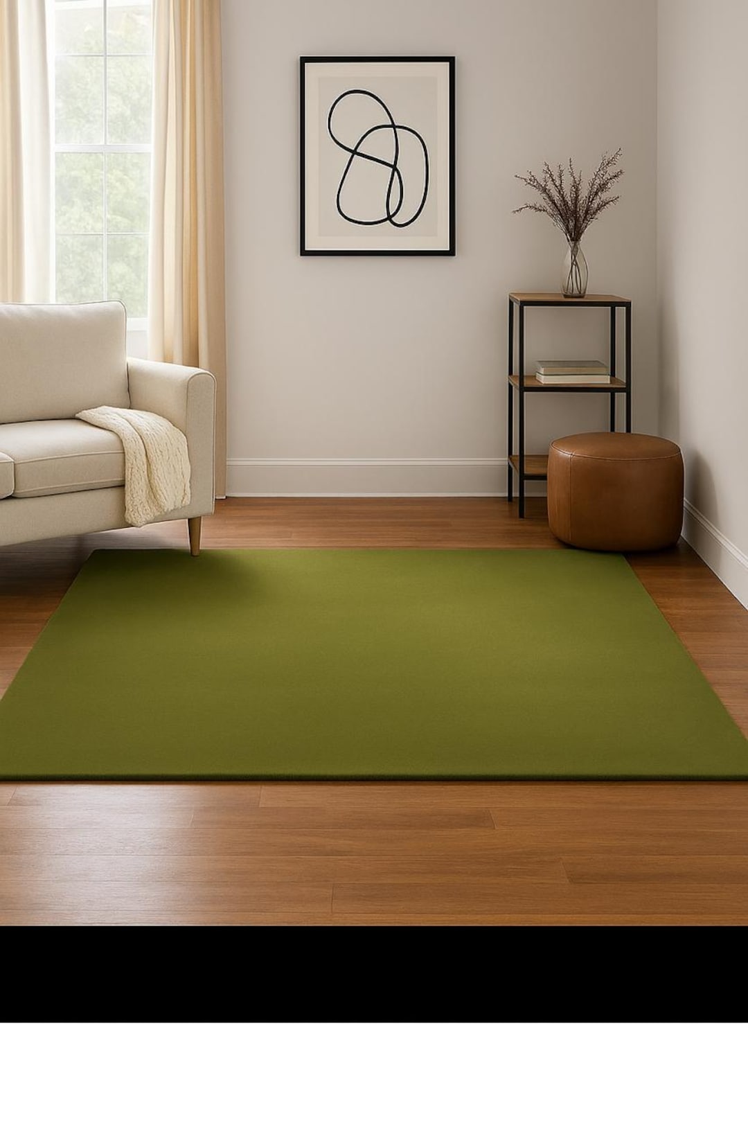 Olive Green Hand Tufted Modern Area Rug | Minimalist Living Room Rug - Etsy