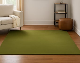 Olive Green Hand Tufted Modern Area Rug | Minimalist Living Room Rug