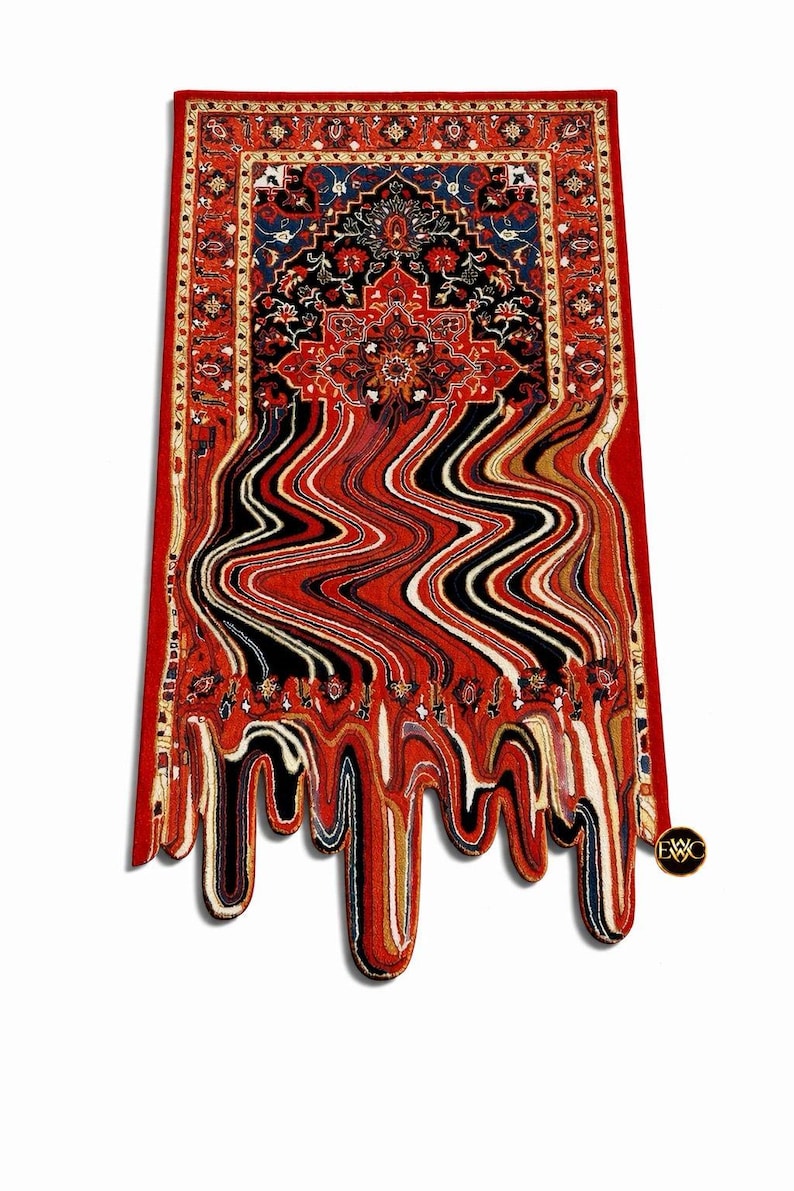 Dripping Rug Hand-tufted Wool Rug – Melting Persian Design, Modern Art Carpet - Etsy