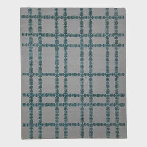 Handwoven Oushak Wool Rug: Teal, Gray, & Green Floral Design - 8x10 ft