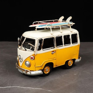 Handmade Metal VW Surf Bus Model: Retro Van Decor