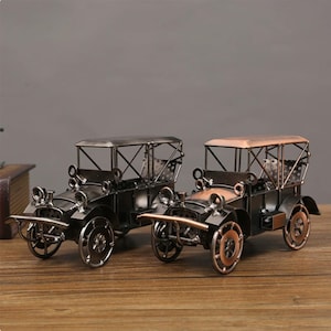 Handmade Iron Car Model: Vintage Industrial Style Automobile Decor
