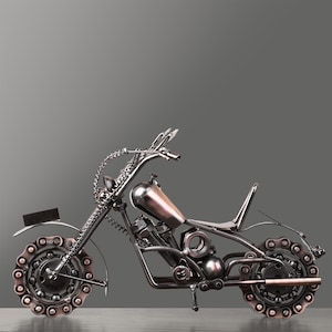 Handmade Iron Harley Motorcycle Sculpture | Steampunk Metal Art | Vintage Biker Decor | Industrial Gift for Men & Collectors