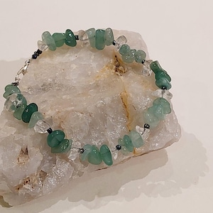 Genuine green Aventurine and clear quartz bracelet.