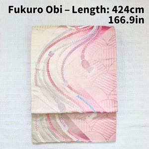 Furisode Formal Fukuro Obi Gorgeous Embroidery × Pink Gradient × Decorative Cord Motif | Retro & Lovely | Soft Pink Lining | Length 424cm
