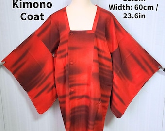 Vintage Red & Black Gradient Michiyuki Kimono Coat – Japanese Jacket (33.5in)