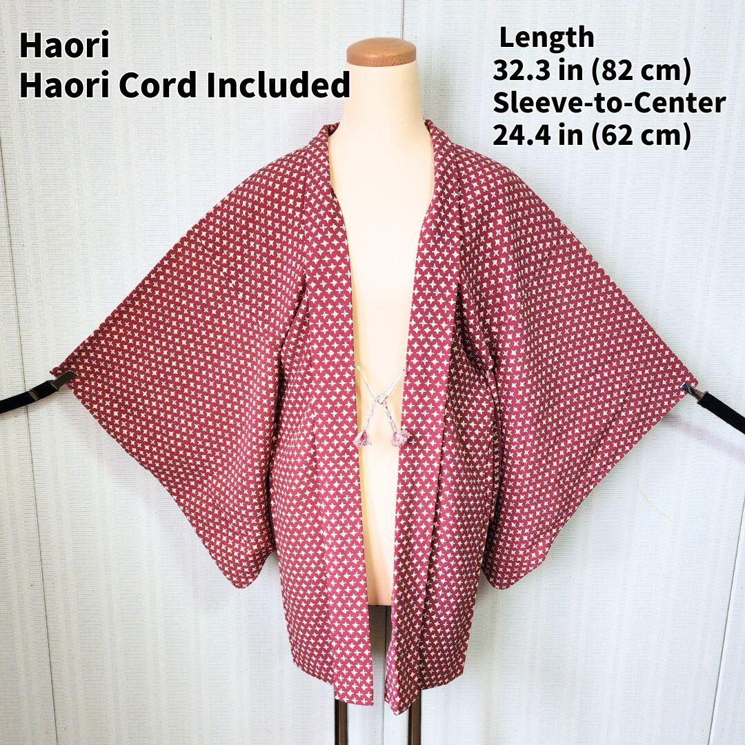 Red Haori Pattern Subdued Red Haori With Floral Cross Pattern – Pure Silk Japanese Coat ...