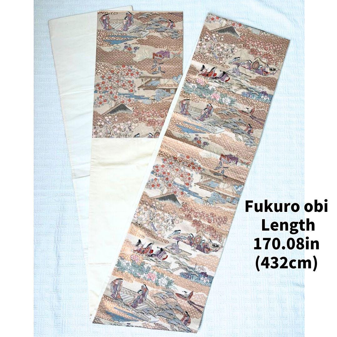 【袋帯】平安時代 貴族 袋帯 フォーマル 正絹 六通柄 金 平安絵巻 時代柄 長さ429cm 幅31cm