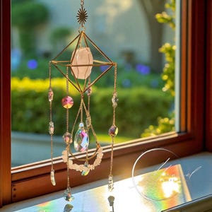 Crystal Rainbow Sun Catcher: Gemstone Prism Window Decor