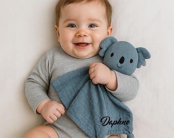 Personalized Animal Lovey Blanket,Organic Baby Security Blanket, Custom Baby Shower Gift, Soft Sleep Toy for Newborn & Toddler,Easter gifts