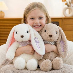 Personalisierte Osterhase Plüsch für Enkelin, weiches Garn Schriftzug Spielzeug, benutzerdefinierte Name Kaninchenpuppe, Ostergeschenk für Kleinkind Mädchen