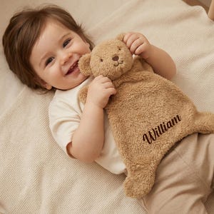 Personalisierte Baby Lovey mit Namen, gestickte Plüsch Schmusedecke, Baby Komfort Spielzeug Geschenk, Baby-Geschenke