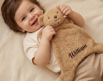 Copertina per neonati personalizzata con nome, copertina di sicurezza in peluche ricamata, giocattolo di conforto per neonati, regali per neonati