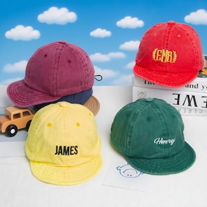 Personalized Baby Summer Baseball Hat, Embroidered Kid Summer Sun Hat, Personalized Beach Hat, Baby Shower Gift, Toddler Hat, Gift for Kids