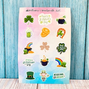 Pegatinas del día de San Patricio, paquete de 15, ideales para tarjetas de felicitación, día de San Patricio, regalos, manualidades navideñas, álbumes de recortes, diarios basura, niños