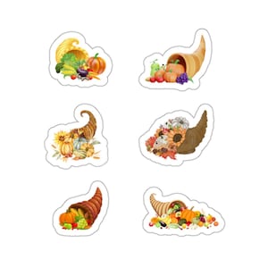 Foglio di adesivi a forma di cornucopia autunnale, confezione da 6, per artigianato, scrapbooking, creazione di biglietti, decorazioni autunnali, adesivi per Halloween e raccolto, per dormitori