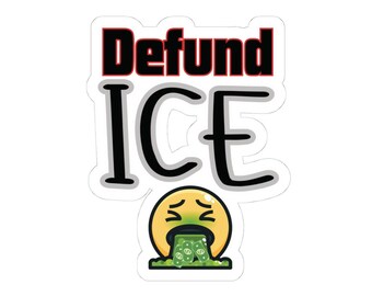 Defund ICE Vinyl Sticker: Activist Laptop Decal, Protest Bumper Sticker