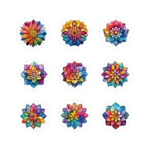 Feuille d'autocollants en vitrail avec fleurs arc-en-ciel, paquet de 9, travaux manuels, scrapbooking, fabrication de cartes, décoration amusante, idéal pour les enfants, jour de la fierté