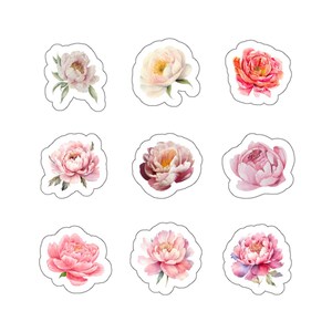 Mooie roze pioenbloem kiss-cut stickers, scrapbooking, kaarten maken, slaapzaal, notebook sticker, lente bloemen sticker, laptopsticker