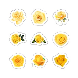 Sticker mooie gele roos bloem kiss-cut, scrapbooking, kaarten maken, slaapzaal, notebook sticker, lente bloemen sticker, laptopsticker
