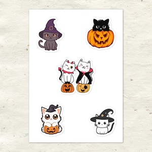 Halloween Kitty Cats Sticker Sheet: Trick or Treat Stickers