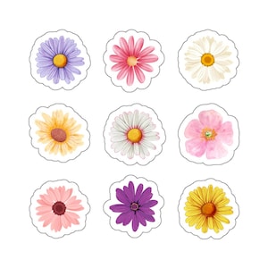 Stickervel madeliefjebloem, 9 stuks, knutselen, scrapbooking, kaarten maken, leuk decor, stickers plantenliefhebbers, geweldig voor kinderen, vijvertuinieren