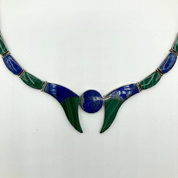 Morita Gil Lapis and Malachite 980 Silver Set Vintage 1980s Morita Gil Lapis and Malachite 980 Silver Set Vintage 1980s
