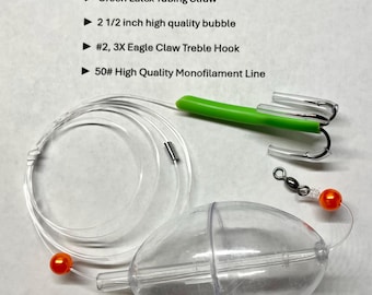Bubble Straw Rig - 1 Complete Rig (Spanish Mackerel, King, Bluefish, Speckled Trout, Weakfish, Bobo, Bonita, Ladyfish, Skipjack, predatory)
