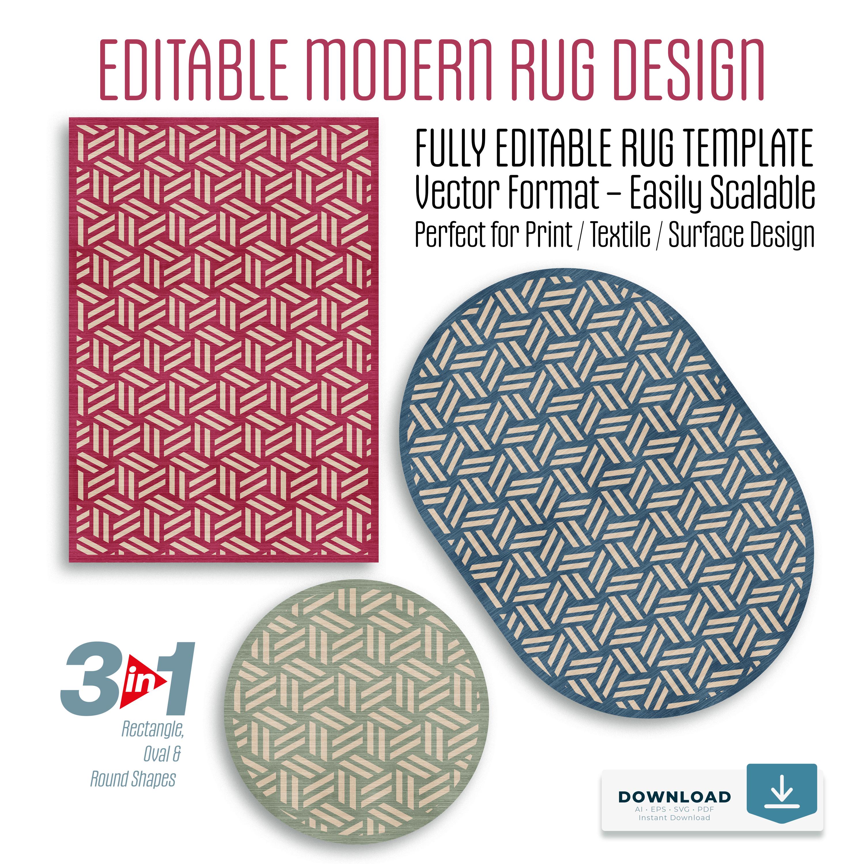 Rug Patterns.pdf Editable Geometric Rug Template: Modern Red, Blue, Green Design (AI ...