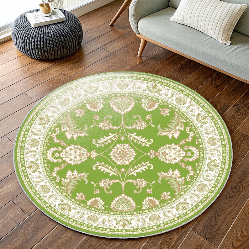 Editable Oriental Rug Vector Pattern: Green Medallion Design (SVG & PDF ...
