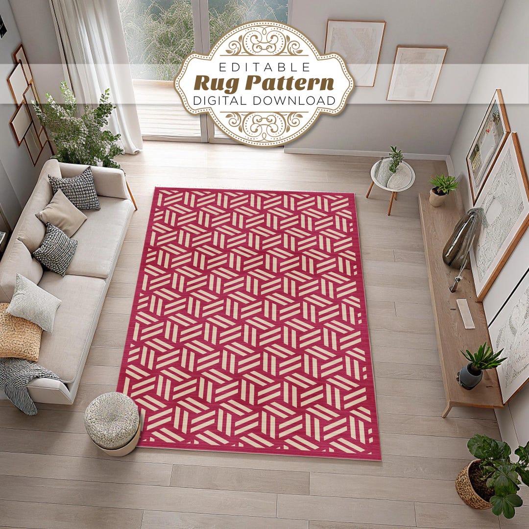 Editable Geometric Rug Template: Modern Red, Blue, Green Design (AI ...