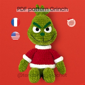 Modèle Pattern PDF crochet Grinch amigurumi FR - EN