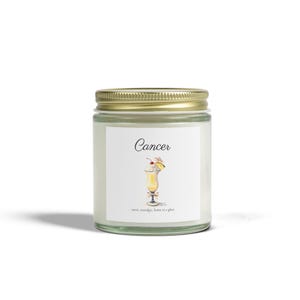 Cancer Zodiac Scented Candle - Coconut Apricot Wax, Astrology Gift, Healing Candle, Birthday Gift, Home Decor