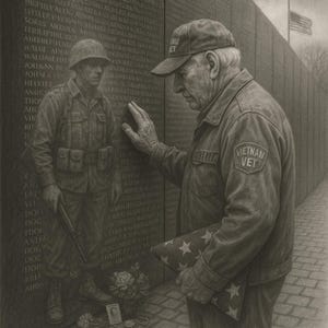 Vietnam Veteran Memorial Wall Art Print: Graphite Soldier Tribute (Digital Download 16x20&quot;)