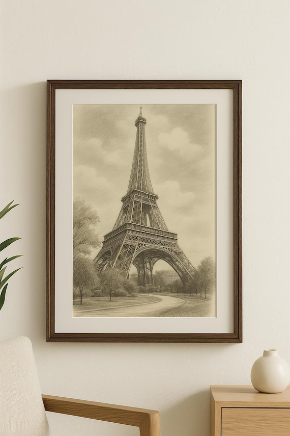 Graphite Pencil Drawing of the Eiffel Tower – Paris Landmark Art