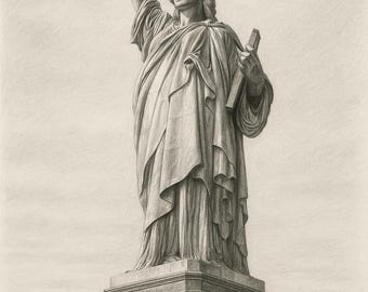 自由の女神のスケッチ – 手描きのニューヨークランドマークアート