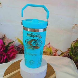 Ariel Mermaid Flip Straw Tumbler – 20oz Stainless Steel Princess Drinkware ”back to school