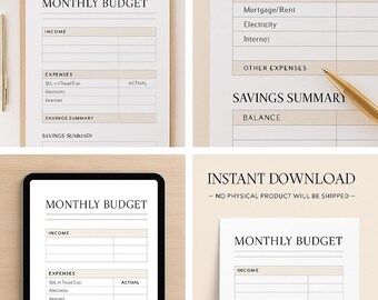 Monthly Budget Planner | Printable Income and Expense Tracker (PDF)