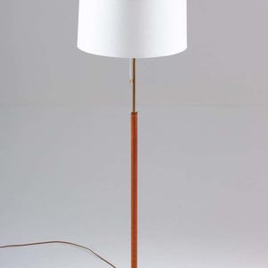 Mid-Century Modern Brass & Leather Floor Lamp - Bergboms Sweden 1950s