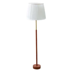 Mid-Century Modern Leather & Brass Floor Lamp - Bergboms Sweden 1950s