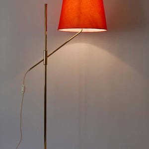 Unique Brass Floor Lamp–Handmade Standing Lamp–Natural Fabric Brass lampshade - Minimalist Home Decor Living Room Brass  Floor Lamps