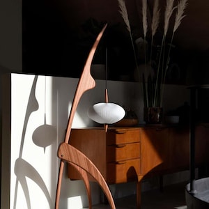 Large Rispal Praying Mantis Sculptural Floor Lamp in Mahogony