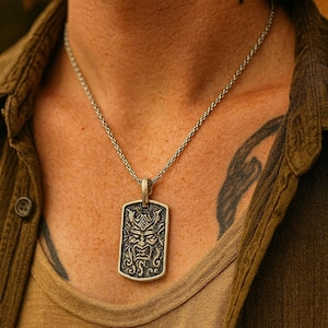 Handmade Sterling Silver Samurai Mask Pendant – Battle-Worn Warrior Talisman