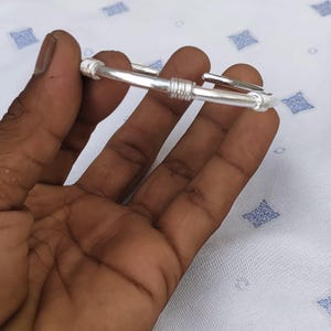 Handmade Sterling Silver Open Cuff Bracelet: Tribal Indian Kada Bangle