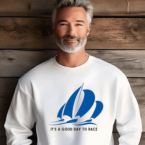 Sailboat Racing Sweatshirt, Sailing Lover, Cotton Crewneck