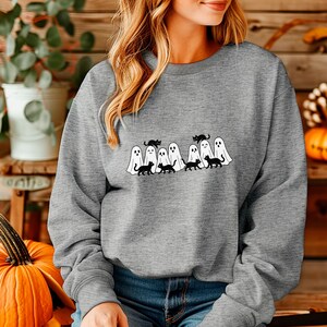 Ghost and Cats Halloween Sweatshirt, Halloween Crewneck, Spooky Ghosts, Halloween Apparel, Halloween Cat Shirt, Halloween Ghost Sweatshirt