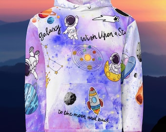Space themed Streetwear Hoodie, Galaxy Urban Cotton Sweatshirt