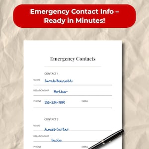 Emergency Contact Info Kit: Printable Family Safety PDF