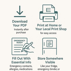 Emergency Contact Info Kit - Printable for Families and Caregivers - 4 ...